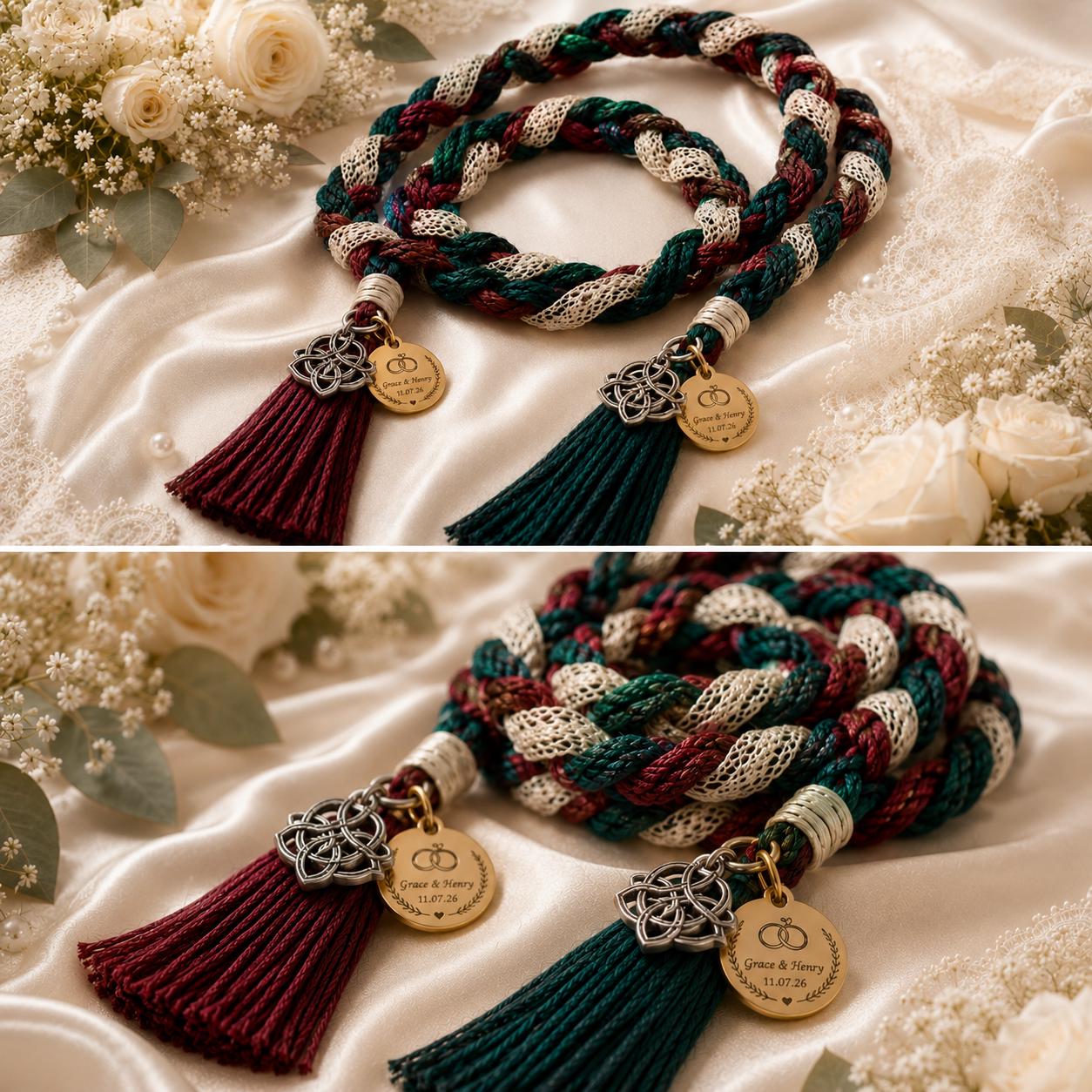 Personalized Woven Handfasting Cord, Celtic Wedding Unity Rope, Tie The Knot Ceremony Keepsake