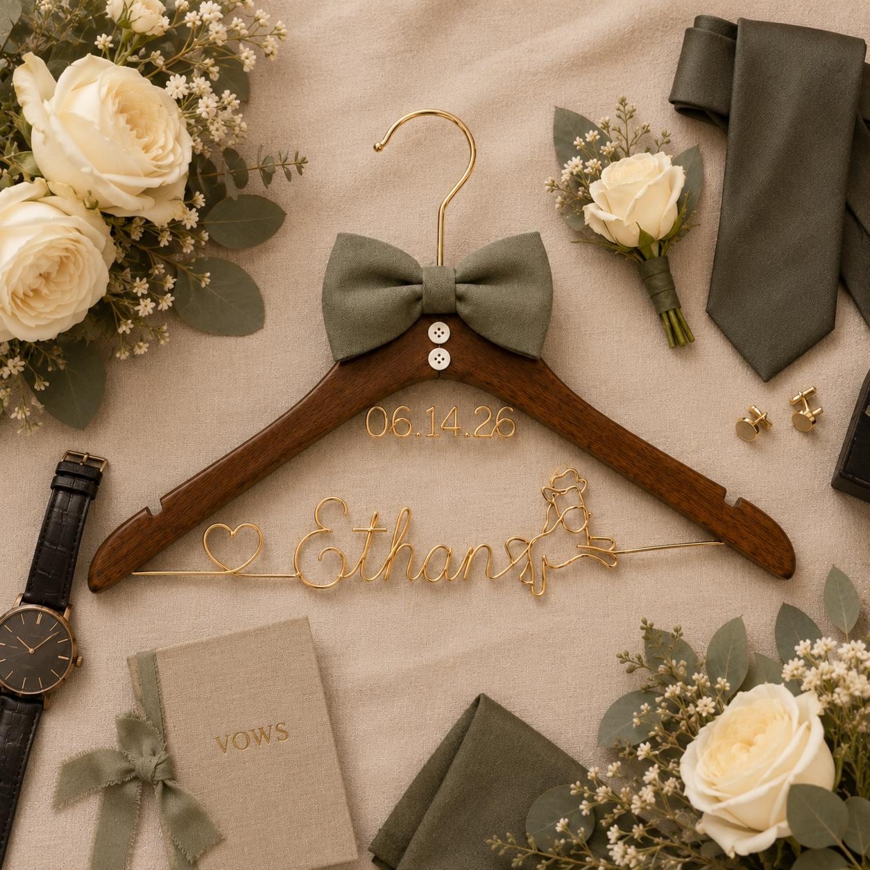 Personalized Groom Suit Hanger with Custom Name - BOYOGO personalized gift