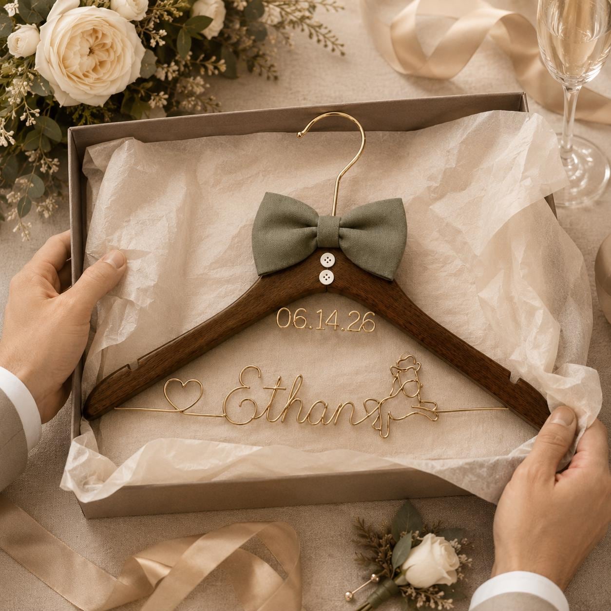 Personalized Groom Suit Hanger with Custom Name - BOYOGO personalized gift