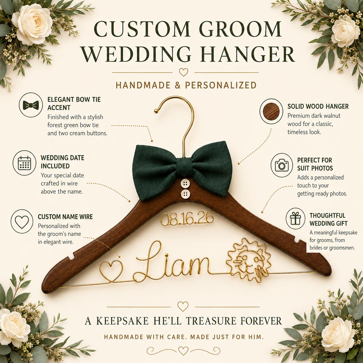 Personalized Groom Suit Hanger with Custom Name - BOYOGO personalized gift