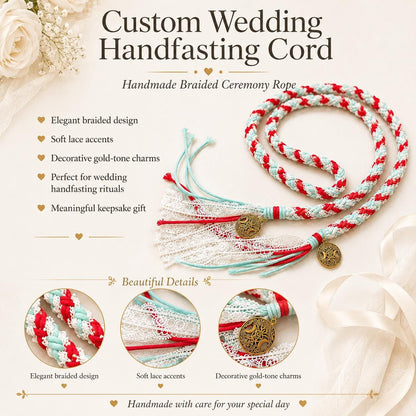 Custom Braided Wedding Handfasting Cord, Celtic Unity Rope, Personalized Ceremony Keepsake – material and finish detail