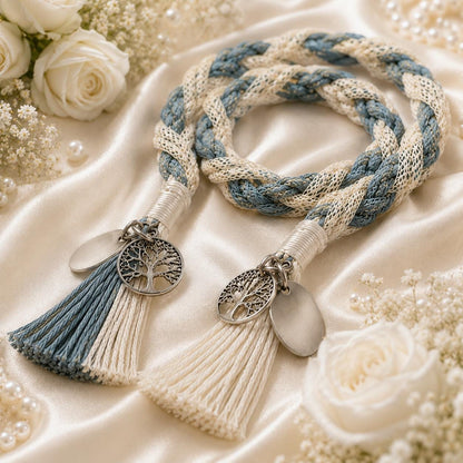 Personalized Woven Handfasting Cord, Celtic Wedding Unity Rope, Tie The Knot Ceremony Keepsake – close-up product detail
