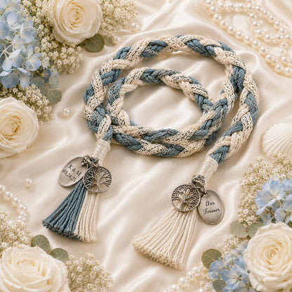 Personalized Woven Handfasting Cord, Celtic Wedding Unity Rope, Tie The Knot Ceremony Keepsake – material and finish detail