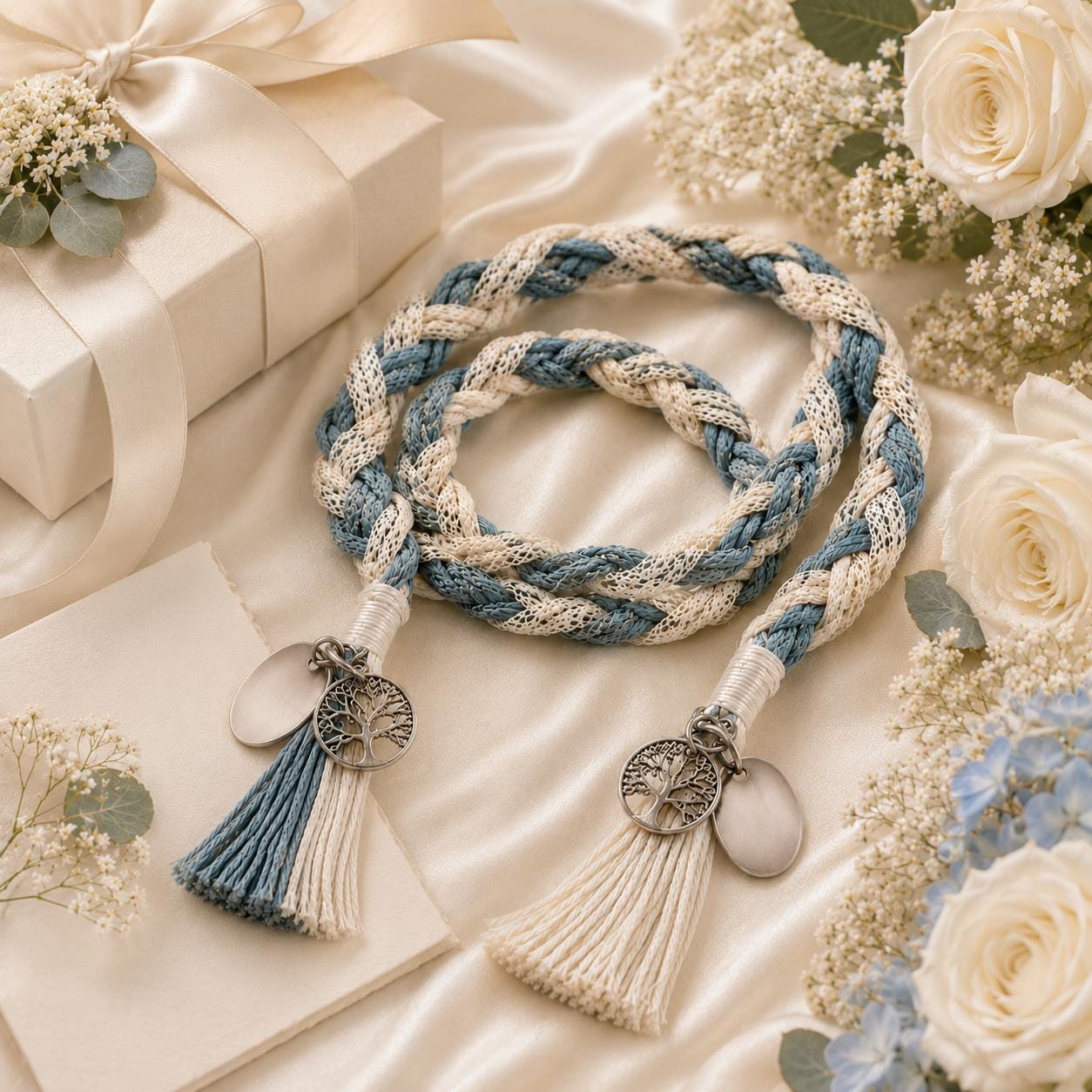 Personalized Woven Handfasting Cord, Celtic Wedding Unity Rope, Tie The Knot Ceremony Keepsake