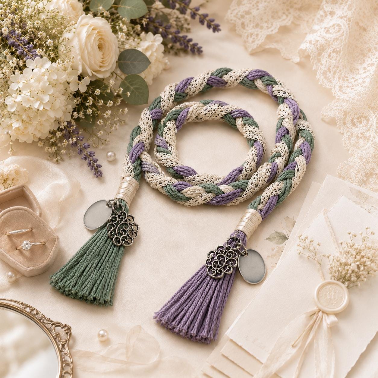Personalized Woven Handfasting Cord, Celtic Wedding Unity Rope, Tie The Knot Ceremony Keepsake