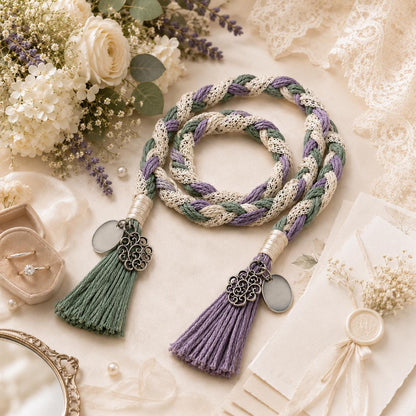 Personalized Woven Handfasting Cord, Celtic Wedding Unity Rope, Tie The Knot Ceremony Keepsake – personalization and design detail
