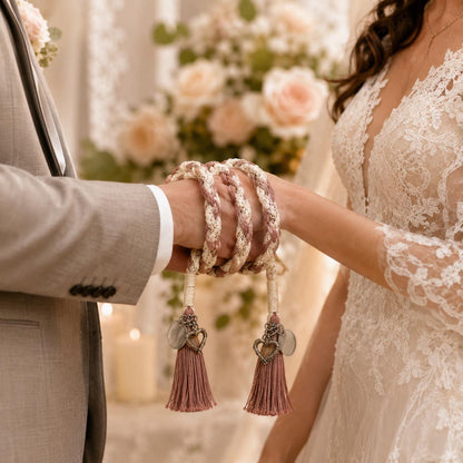 Personalized Woven Handfasting Cord, Celtic Wedding Unity Rope, Tie The Knot Ceremony Keepsake – close-up product detail