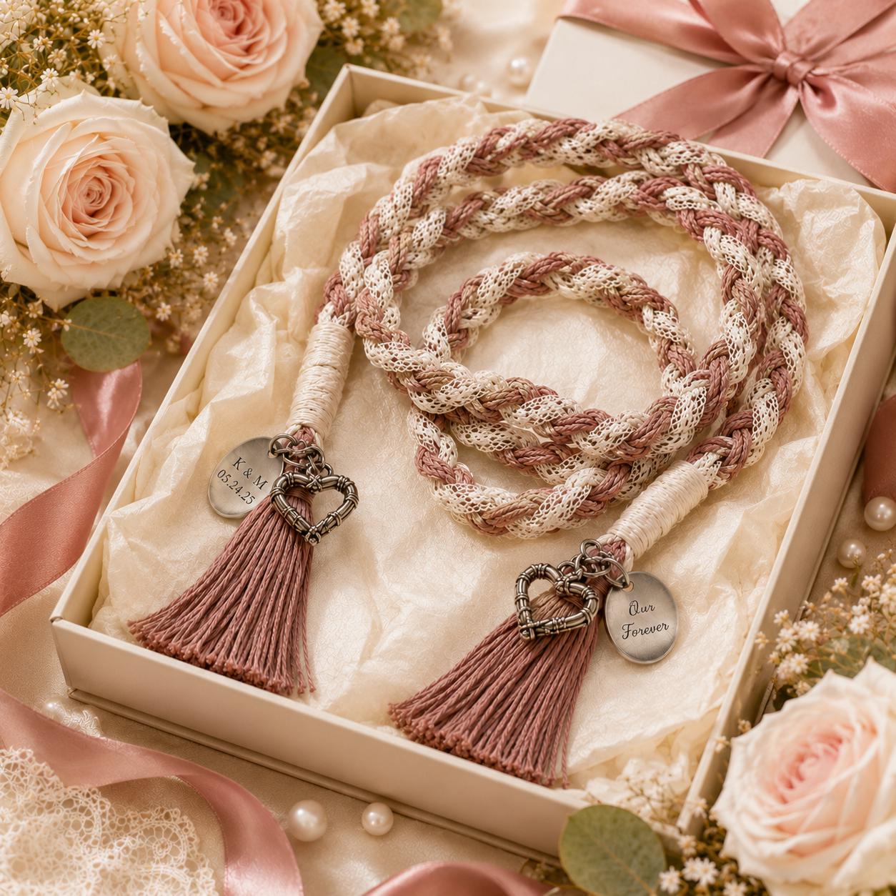 Personalized Woven Handfasting Cord, Celtic Wedding Unity Rope, Tie The Knot Ceremony Keepsake
