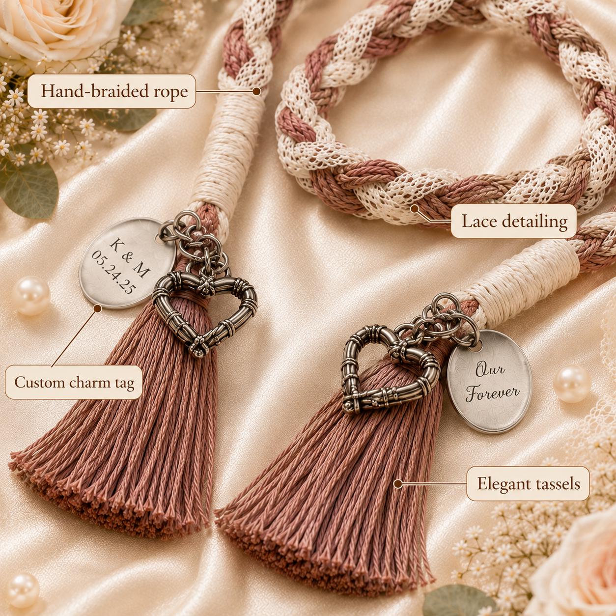 Personalized Woven Handfasting Cord, Celtic Wedding Unity Rope, Tie The Knot Ceremony Keepsake