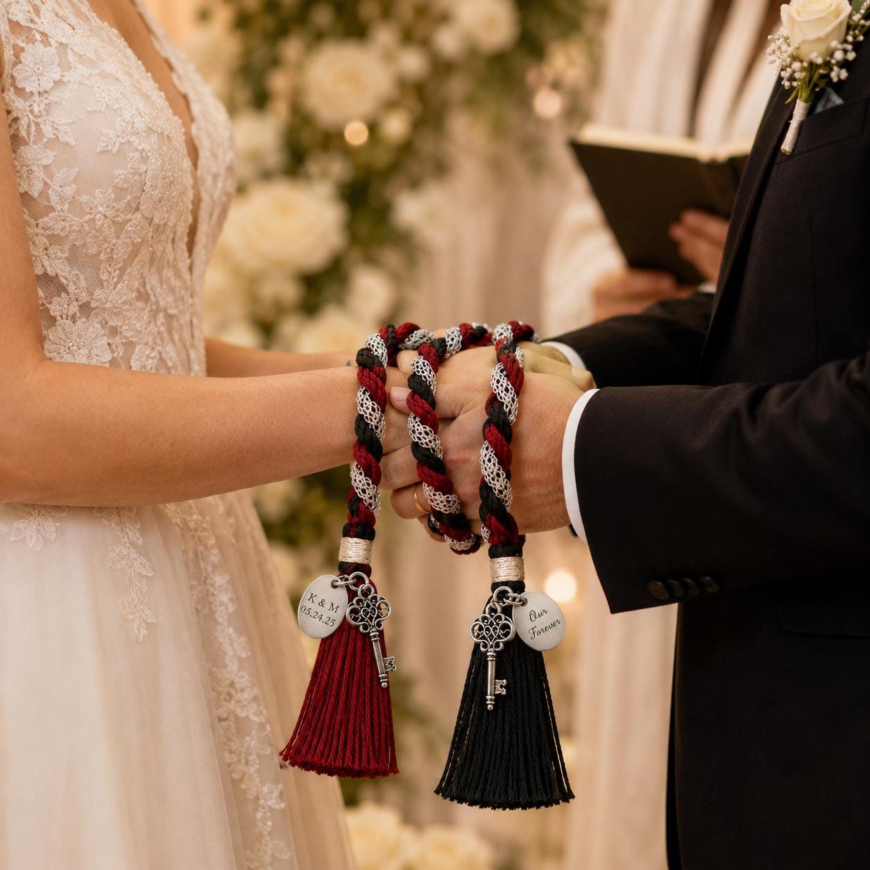Personalized Woven Handfasting Cord, Celtic Wedding Unity Rope, Tie The Knot Ceremony Keepsake