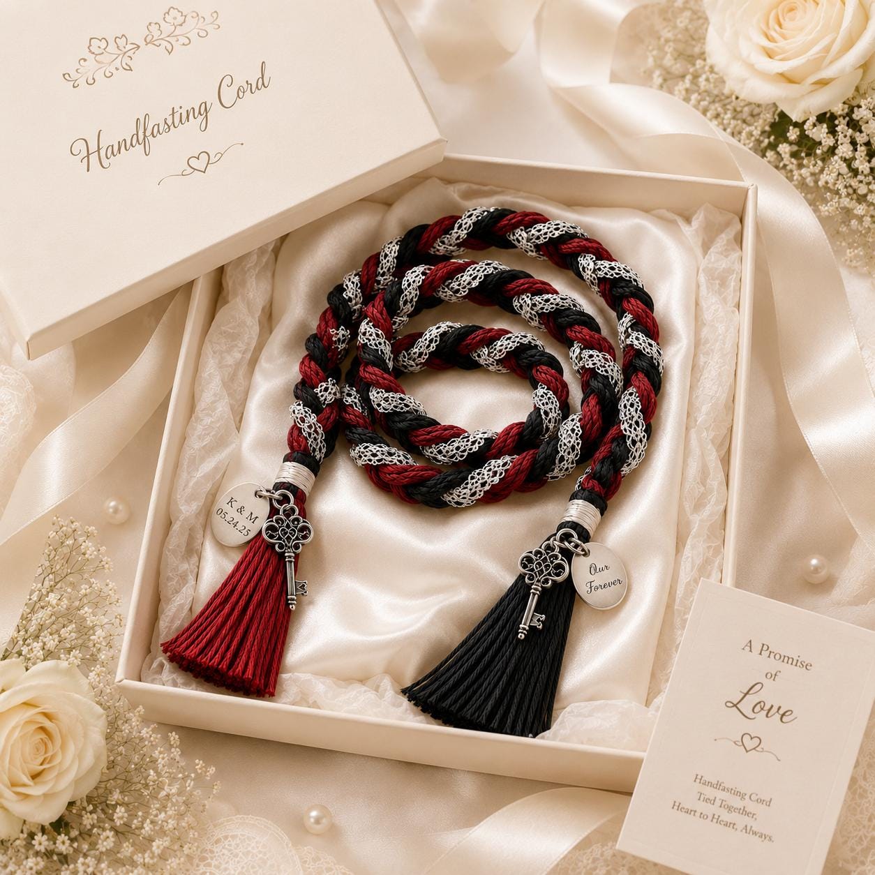 Personalized Woven Handfasting Cord, Celtic Wedding Unity Rope, Tie The Knot Ceremony Keepsake