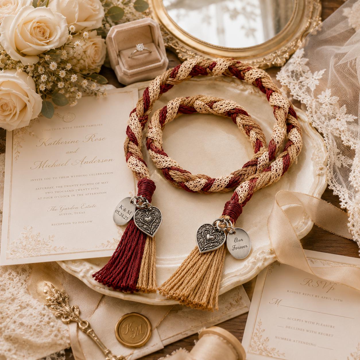 Personalized Woven Handfasting Cord, Celtic Wedding Unity Rope, Tie The Knot Ceremony Keepsake