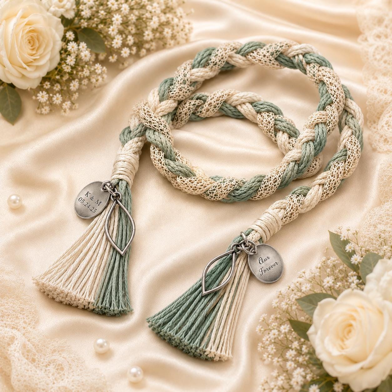 Personalized Woven Handfasting Cord, Celtic Wedding Unity Rope, Tie The Knot Ceremony Keepsake