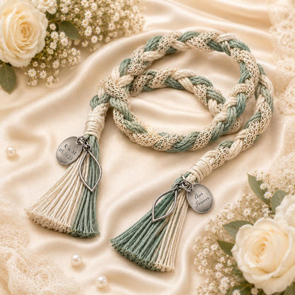 Personalized Woven Handfasting Cord, Celtic Wedding Unity Rope, Tie The Knot Ceremony Keepsake – alternate product view