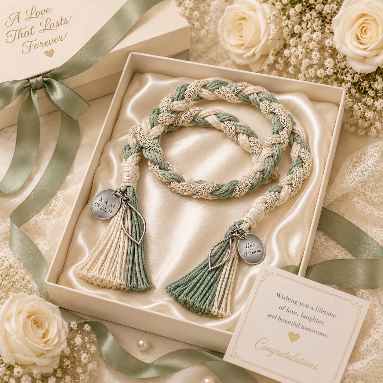 Personalized Woven Handfasting Cord, Celtic Wedding Unity Rope, Tie The Knot Ceremony Keepsake