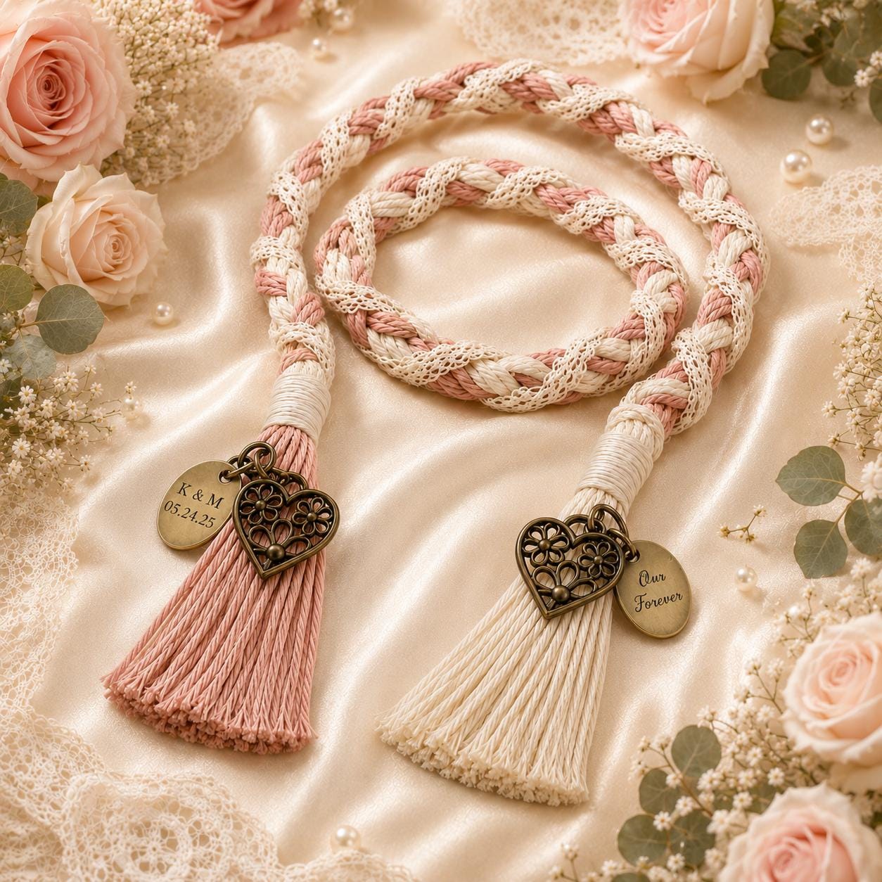 Personalized Woven Handfasting Cord, Celtic Wedding Unity Rope, Tie The Knot Ceremony Keepsake