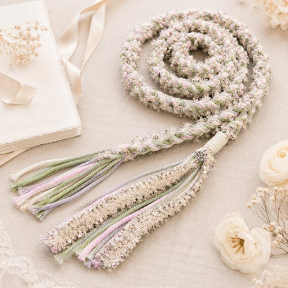Handmade Wedding Handfasting Cord, Pastel Unity Rope for Wedding Season Ceremony Keepsake Gift – close-up product detail
