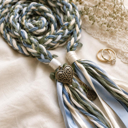 Personalized Handfasting Cord for Wedding Ceremony, Custom Braided Unity Keepsake Wedding Gift – personalization and design detail