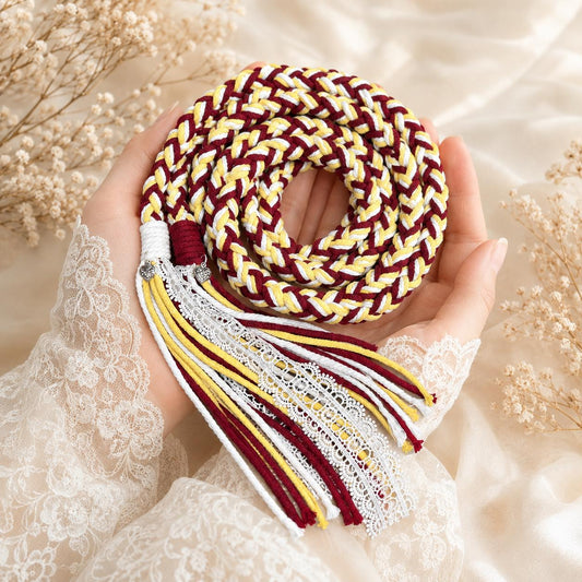 Custom Wedding Handfasting Cord, Burgundy Gold Unity Rope, Personalized Ceremony Keepsake for Wedding Season