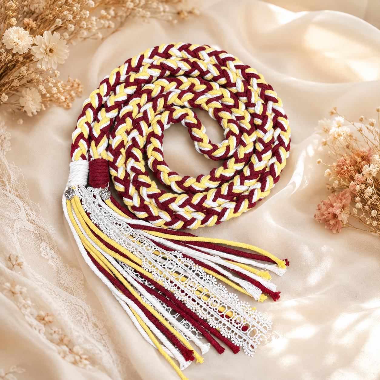 Custom Wedding Handfasting Cord, Burgundy Gold Unity Rope, Personalized Ceremony Keepsake for Wedding Season