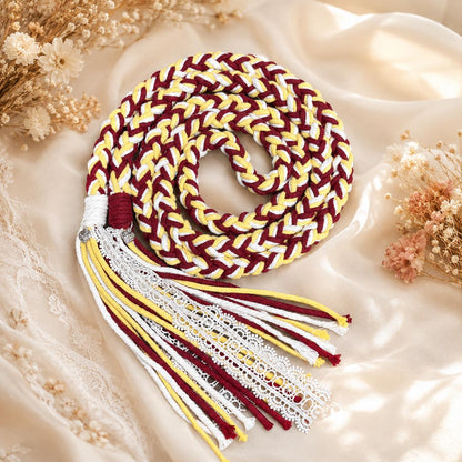 Custom Wedding Handfasting Cord, Burgundy Gold Unity Rope, Personalized Ceremony Keepsake for Wedding Season – material and finish detail