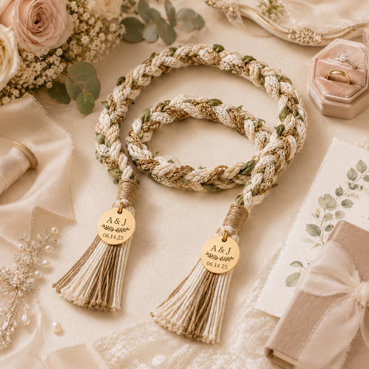 Personalized Woven Handfasting Cord, Celtic Wedding Unity Rope, Tie The Knot Ceremony Keepsake