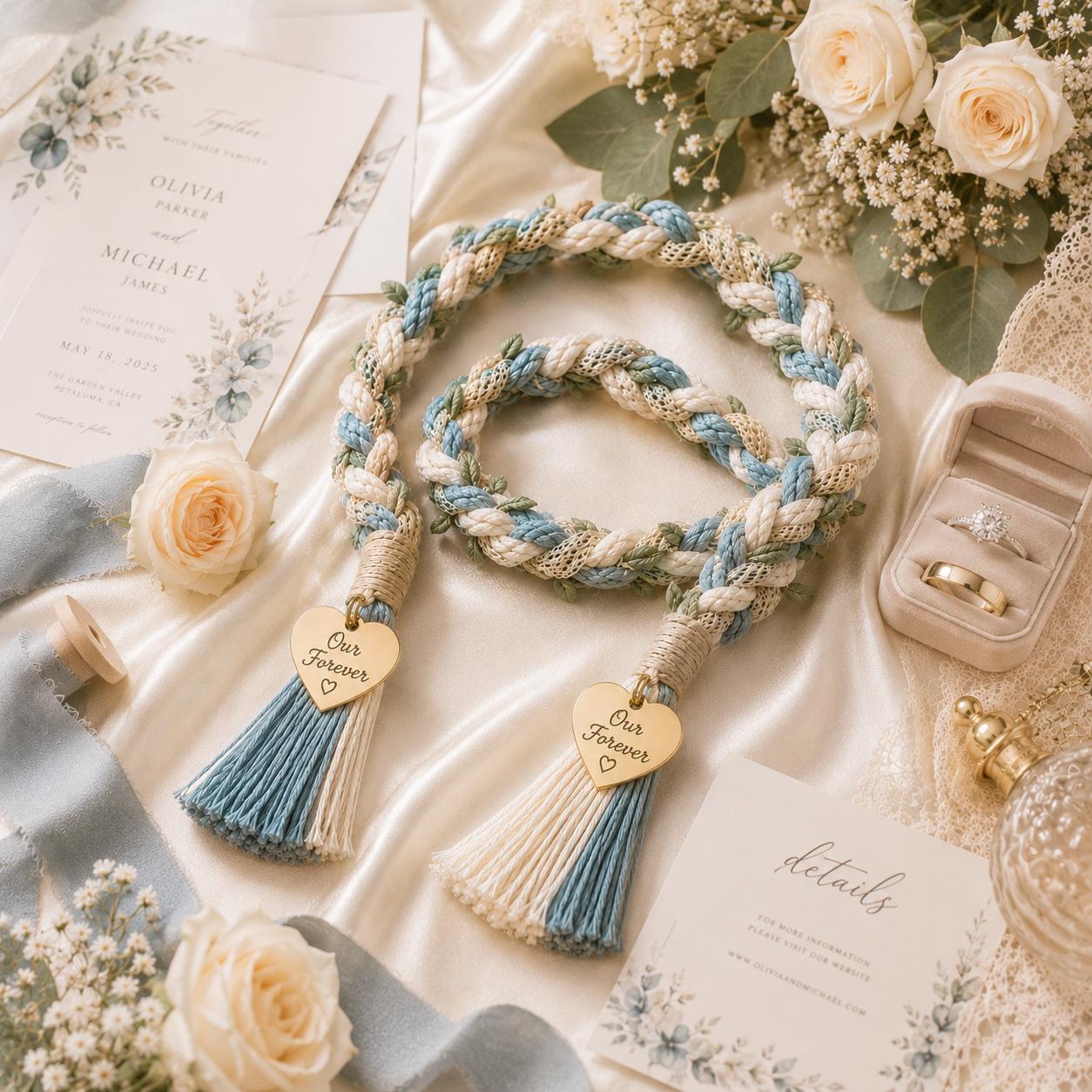 Personalized Woven Handfasting Cord, Celtic Wedding Unity Rope, Tie The Knot Ceremony Keepsake