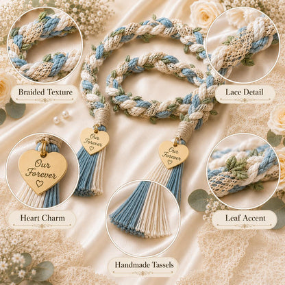 Personalized Woven Handfasting Cord, Celtic Wedding Unity Rope, Tie The Knot Ceremony Keepsake – additional product view