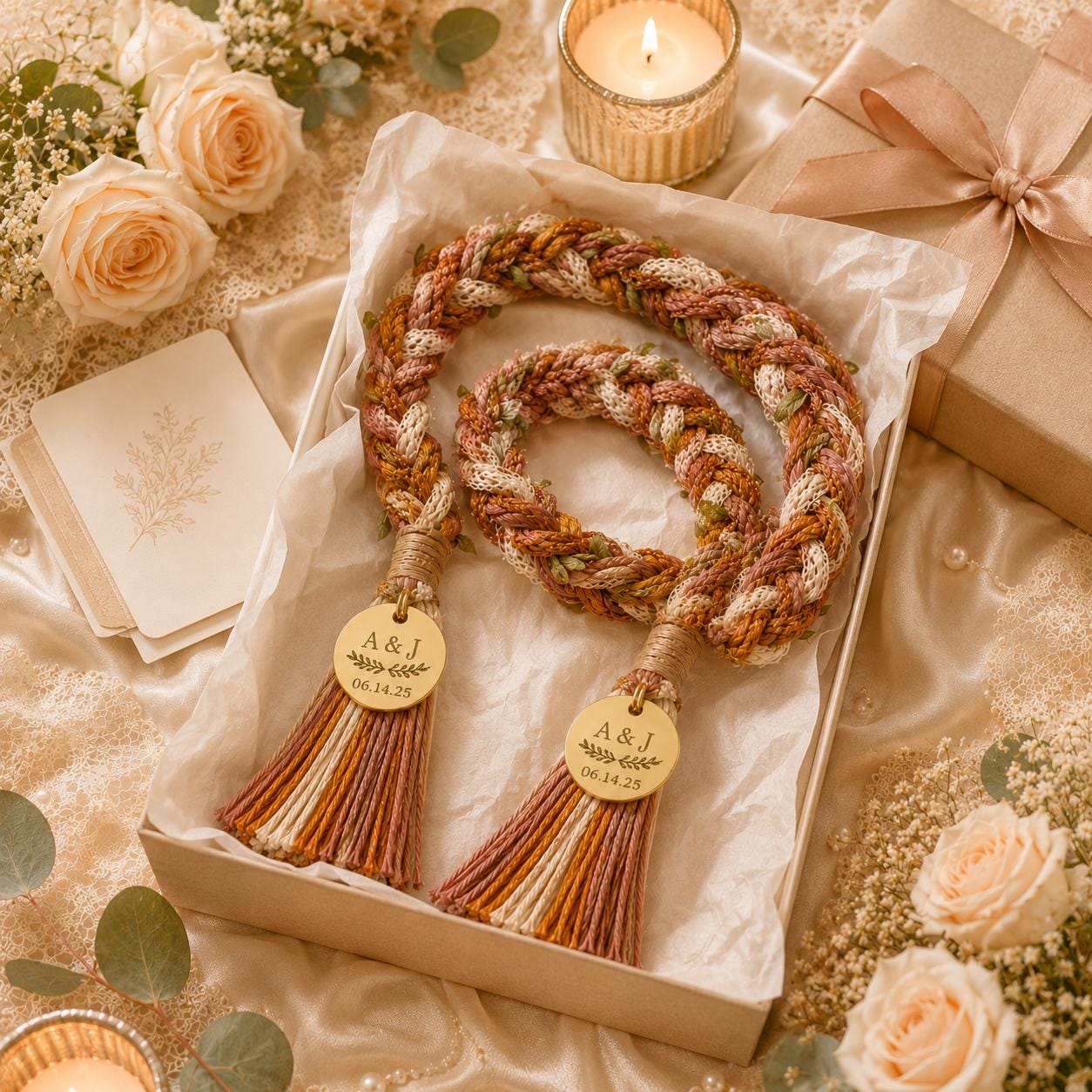 Personalized Woven Handfasting Cord, Celtic Wedding Unity Rope, Tie The Knot Ceremony Keepsake