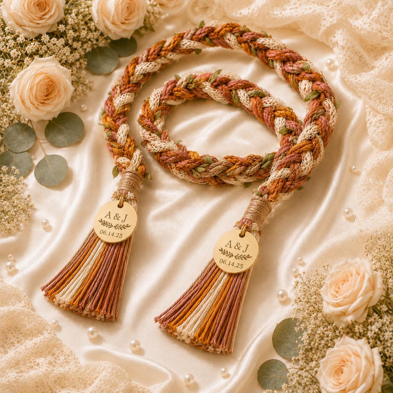 Personalized Woven Handfasting Cord, Celtic Wedding Unity Rope, Tie The Knot Ceremony Keepsake