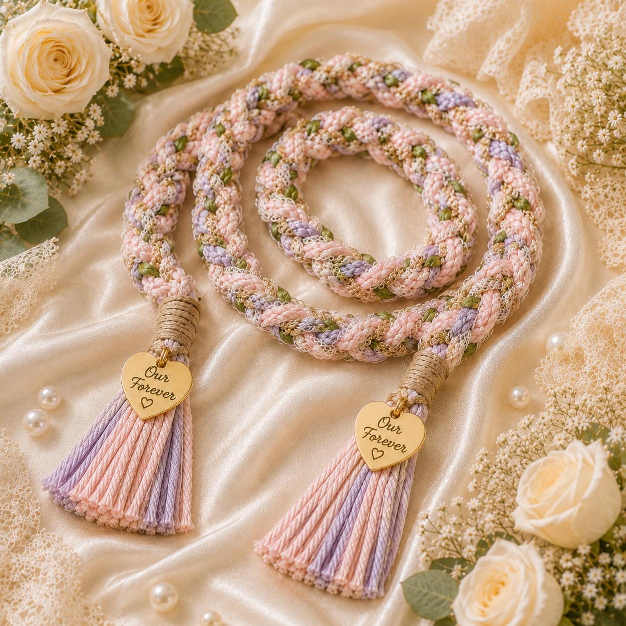 Personalized Woven Handfasting Cord, Celtic Wedding Unity Rope, Tie The Knot Ceremony Keepsake