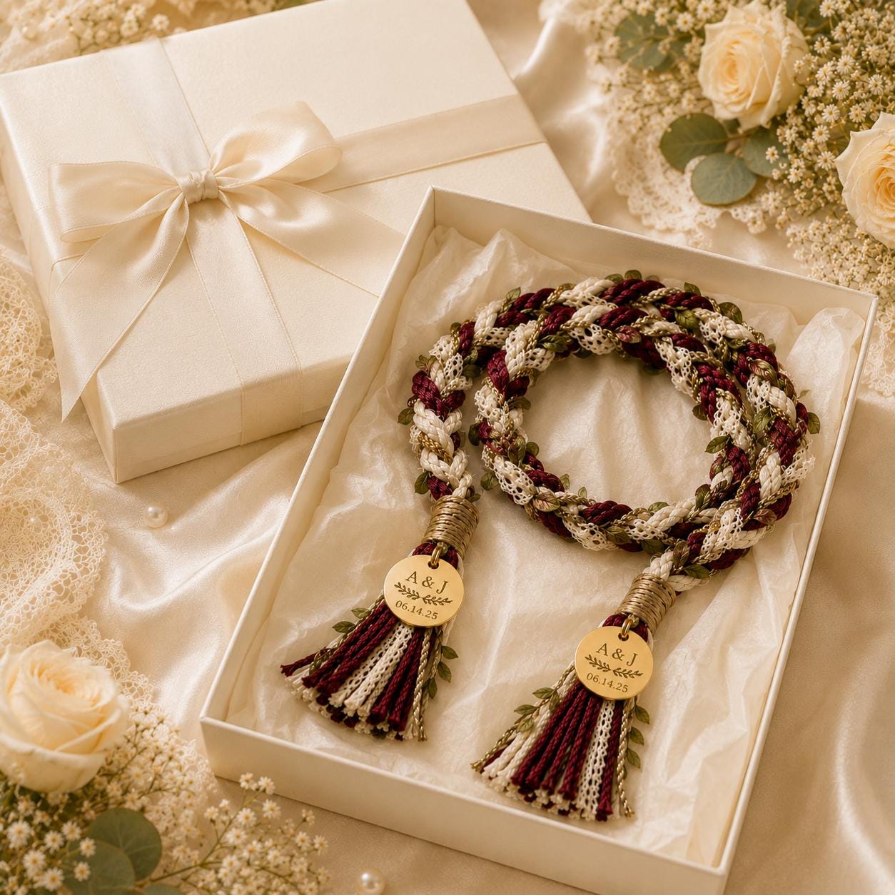 Personalized Woven Handfasting Cord, Celtic Wedding Unity Rope, Tie The Knot Ceremony Keepsake