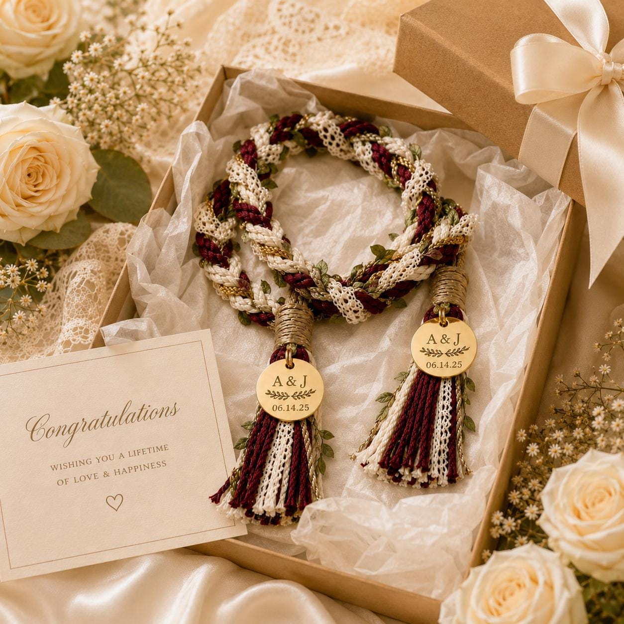 Personalized Woven Handfasting Cord, Celtic Wedding Unity Rope, Tie The Knot Ceremony Keepsake