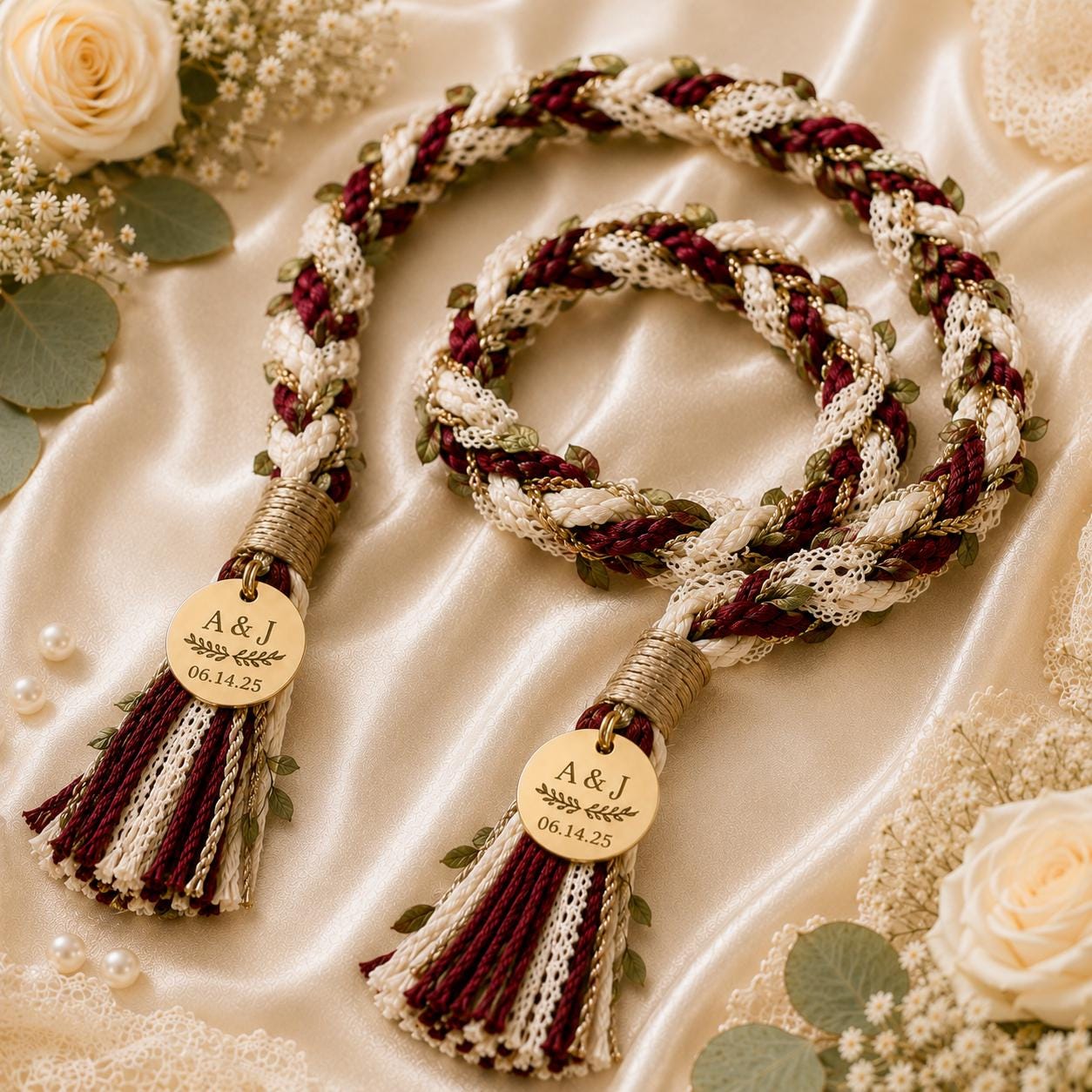 Personalized Woven Handfasting Cord, Celtic Wedding Unity Rope, Tie The Knot Ceremony Keepsake