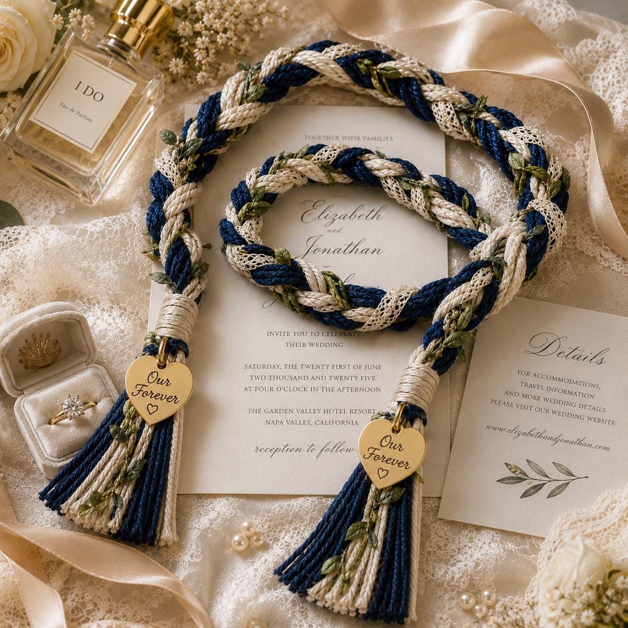 Personalized Woven Handfasting Cord, Celtic Wedding Unity Rope, Tie The Knot Ceremony Keepsake