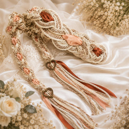 Personalized Woven Handfasting Cord, Celtic Wedding Unity Rope, Tie The Knot Ceremony Keepsake – material and finish detail
