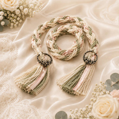 Personalized Woven Handfasting Cord, Celtic Wedding Unity Rope, Tie The Knot Ceremony Keepsake – close-up product detail