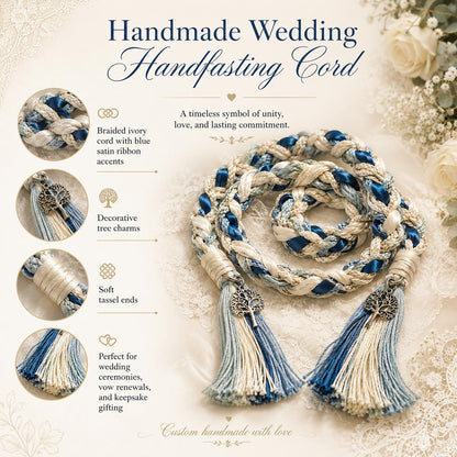 Personalized Woven Handfasting Cord, Celtic Wedding Unity Rope, Tie The Knot Ceremony Keepsake – handmade design detail