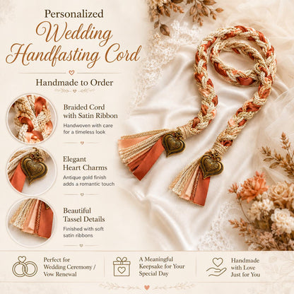 Personalized Woven Handfasting Cord, Celtic Wedding Unity Rope, Tie The Knot Ceremony Keepsake – handmade design detail