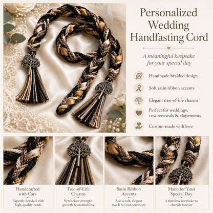 Personalized Woven Handfasting Cord, Celtic Wedding Unity Rope, Tie The Knot Ceremony Keepsake – size and style reference