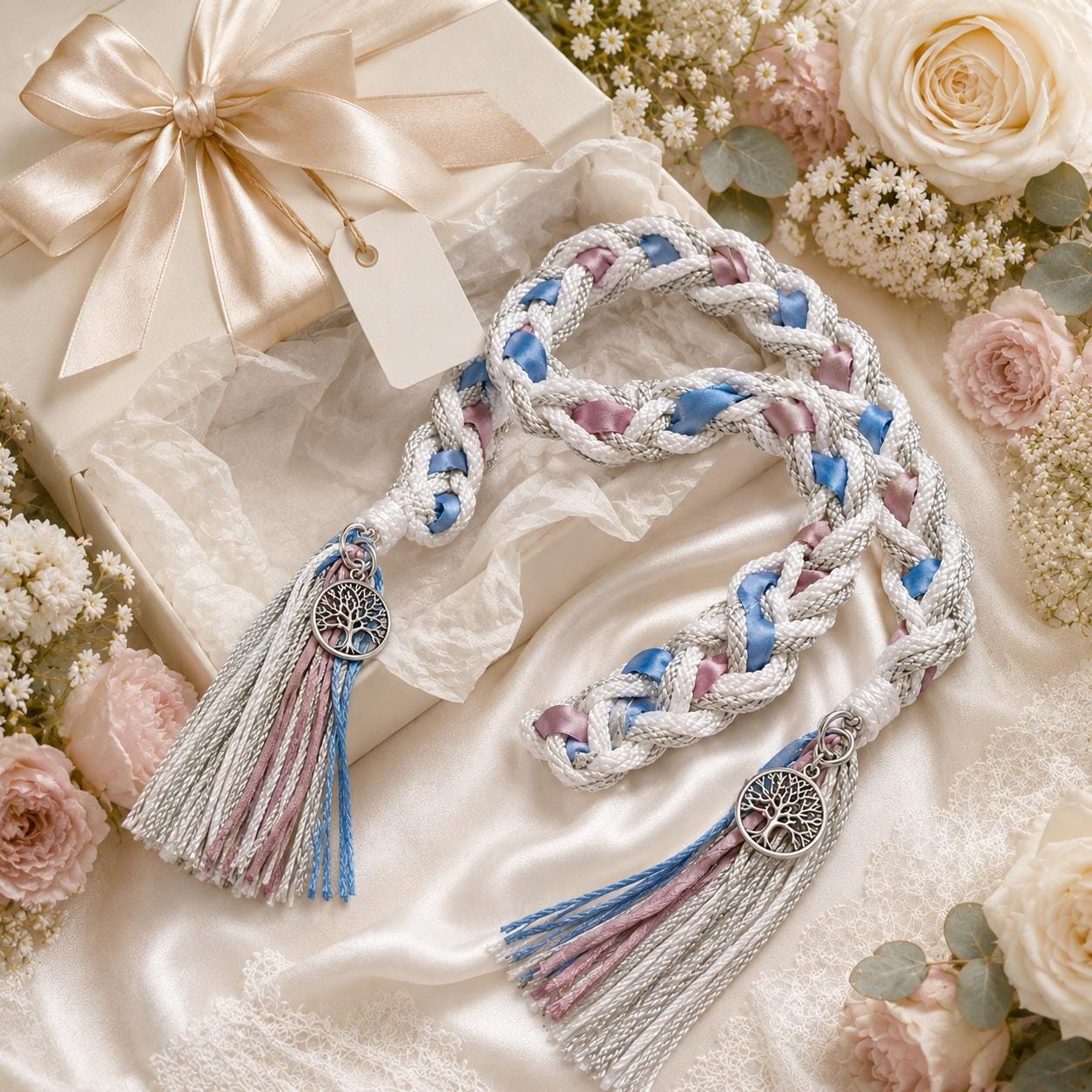 Personalized Woven Handfasting Cord, Celtic Wedding Unity Rope, Tie The Knot Ceremony Keepsake