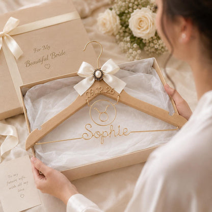 Personalized Zodiac Wedding Hanger – size and style reference