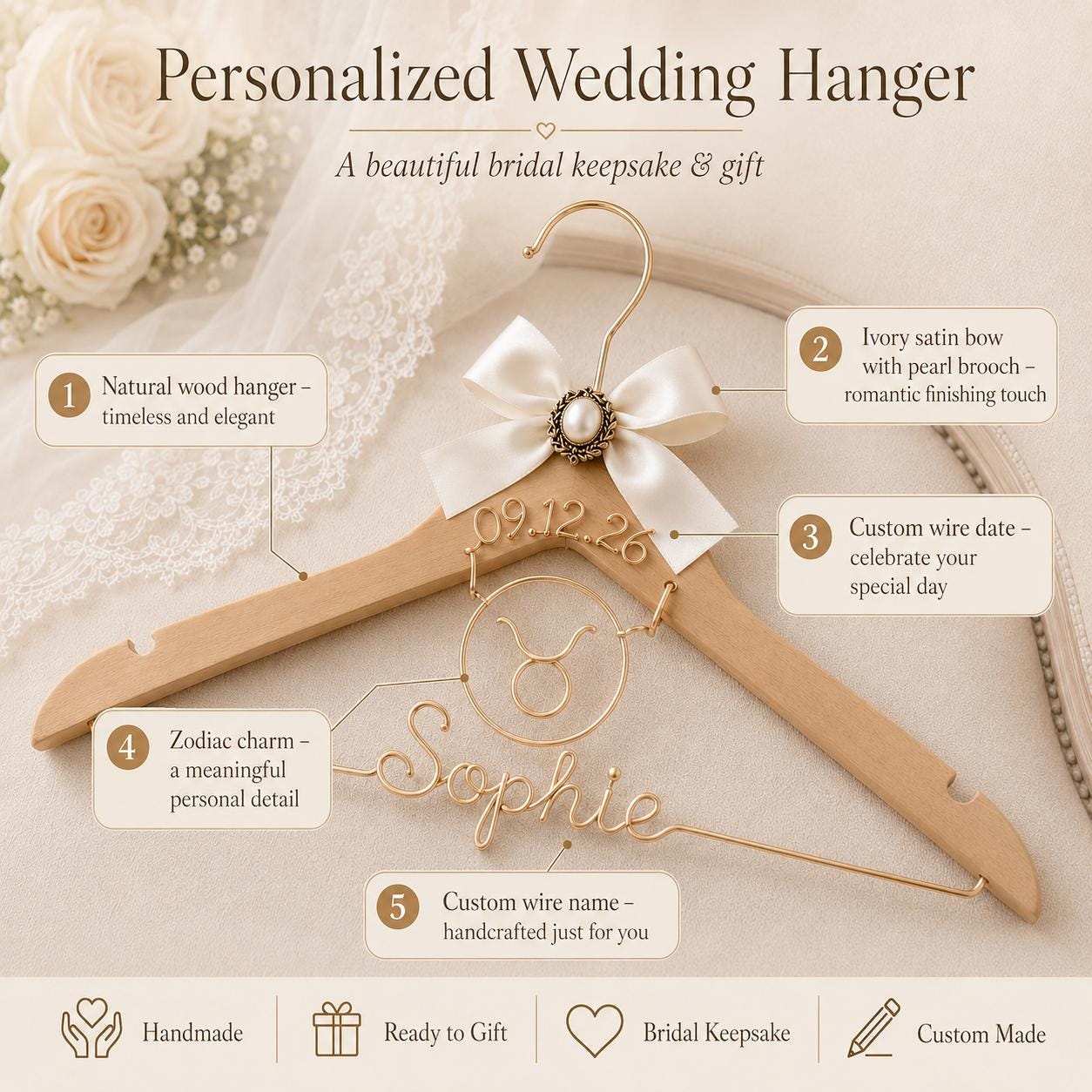 Personalized Zodiac Wedding Hanger - BOYOGO personalized gift