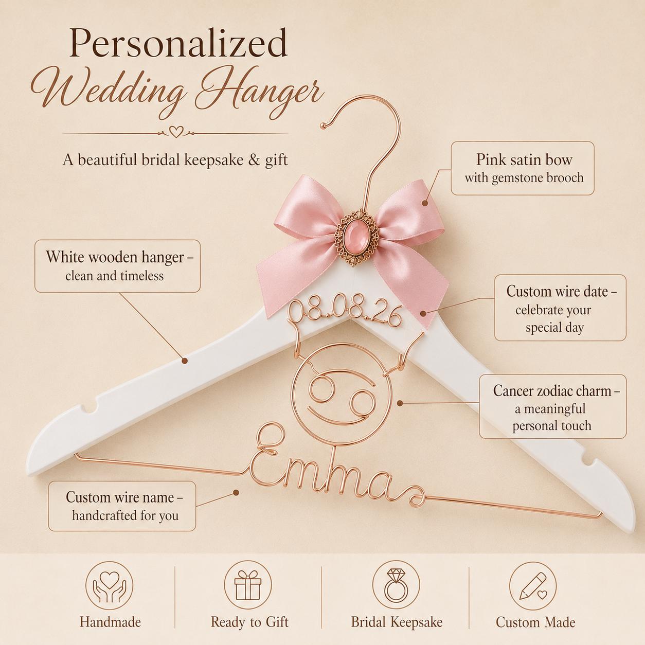 Personalized Zodiac Wedding Hanger - BOYOGO personalized gift