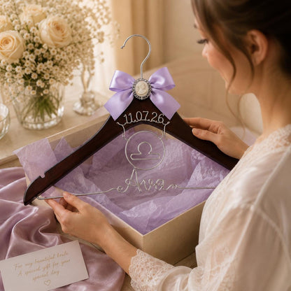 Personalized Zodiac Wedding Hanger – size and style reference