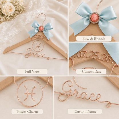 Personalized Zodiac Wedding Hanger – handmade design detail