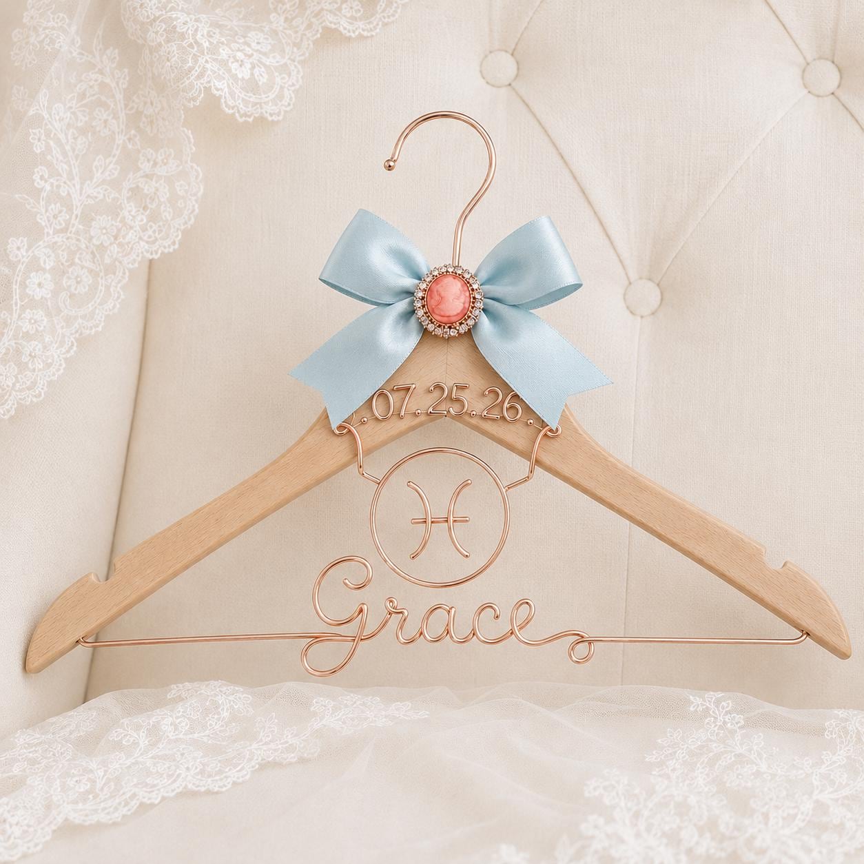 Personalized Zodiac Wedding Hanger - BOYOGO personalized gift