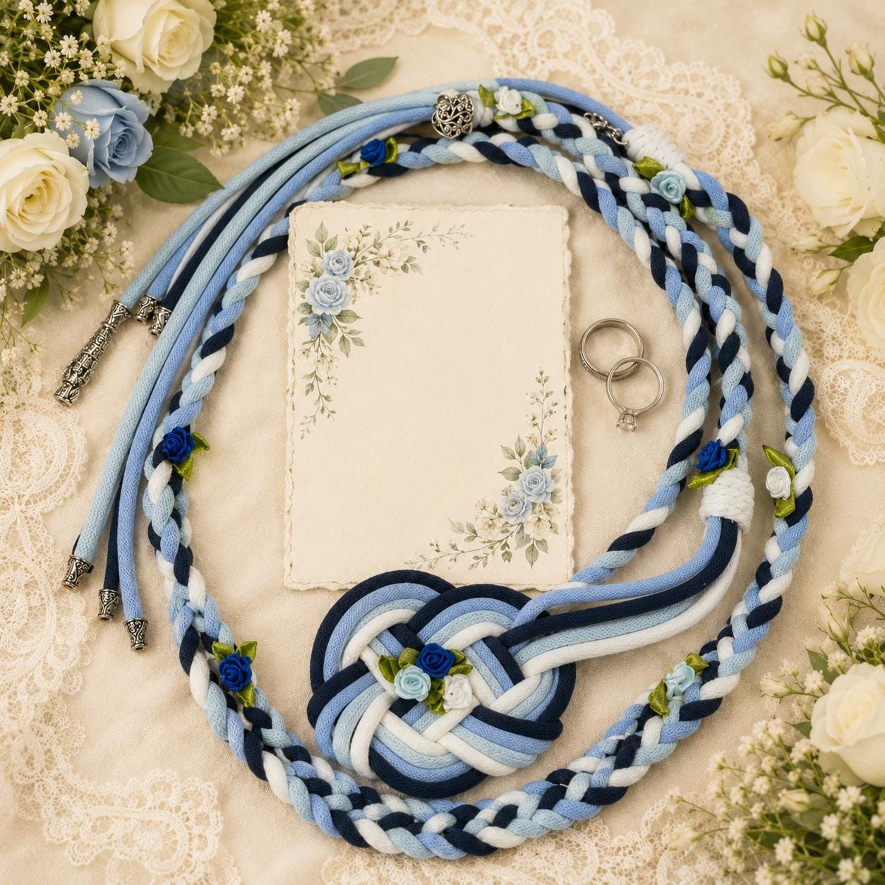 Custom Blue Handfasting Cord, Personalized Wedding Ceremony Rope, Something Blue Unity Keepsake Gift