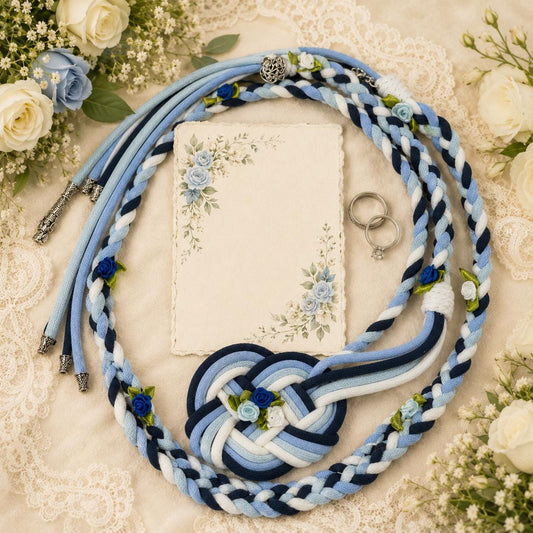 Custom Blue Handfasting Cord, Personalized Wedding Ceremony Rope, Something Blue Unity Keepsake Gift