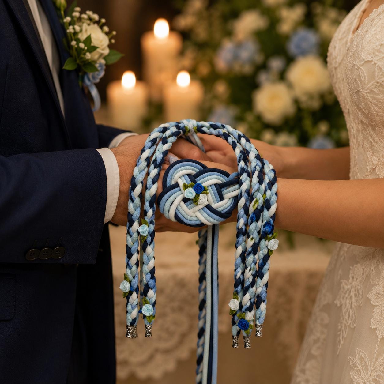Custom Blue Handfasting Cord, Personalized Wedding Ceremony Rope, Something Blue Unity Keepsake Gift
